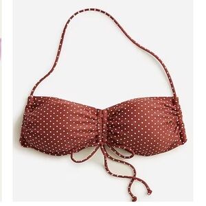 J. Crew Ruched Bikini Top in Sable Polka Dot